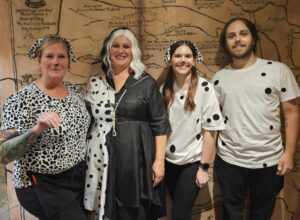 Halloween wine pairing staff costumes