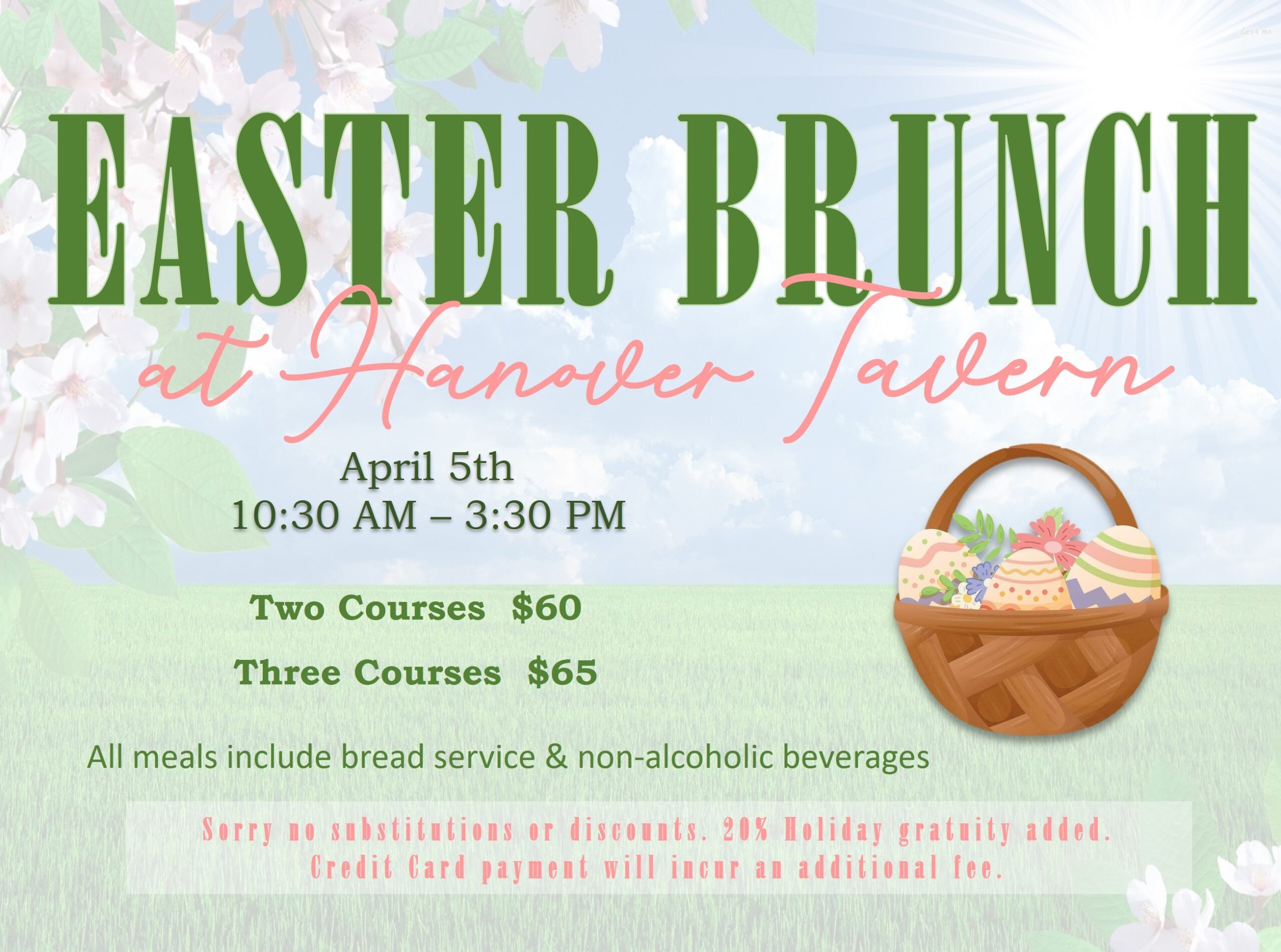 2026 Easter Brunch at Hanover Tavern